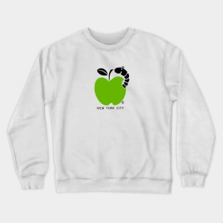 New York City Cute Wormy Green Apple Crewneck Sweatshirt